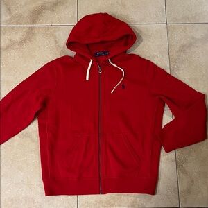 Polo Red Hoodie with Embroidered Logo